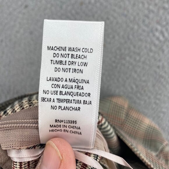 En Creme Pants Womens Small Ivory Houndstooth Plaid Wide Leg Pleated Office NWT - Picture 8 of 14